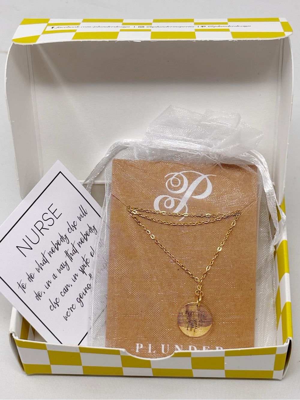 NWT Plunder Gold Tone Nurse Charm Chain Necklace